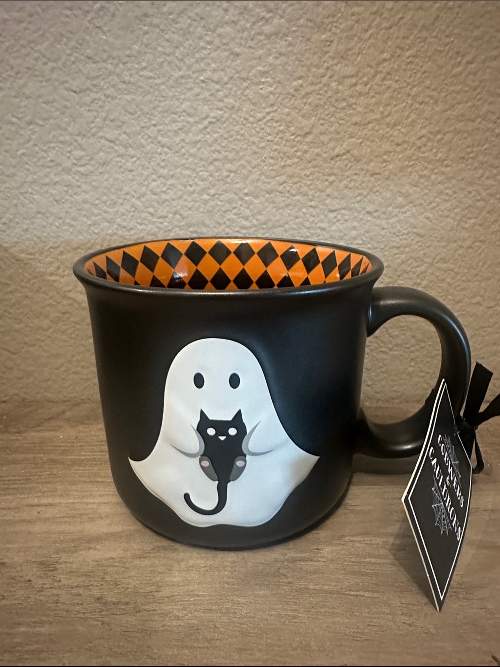 Cobwebs & Cauldrons Ghost & Black Cat Mug